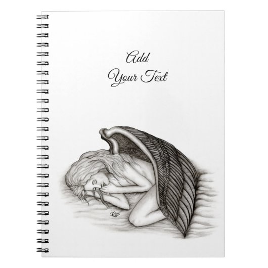 Carnet Un Angel endormi, noir et blanc (Devant)