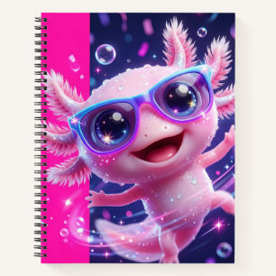 Carnet Un axolotl rose mignon avec des yeux brillants
