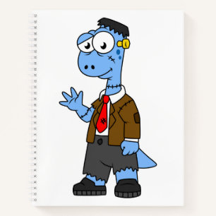 Carnet Un Brontosaur Dessiné, Habillé Comme Frankenstein.