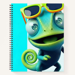 Carnet Un caméléon de dessin animé vibrant avec de grands