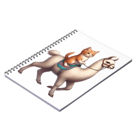 Carnet Un chaton câlin chevauchant un lama duveteux, Chat (Côté gauche)