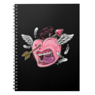 Carnet un coeur d'amour avec des lèvres et des ailes frap