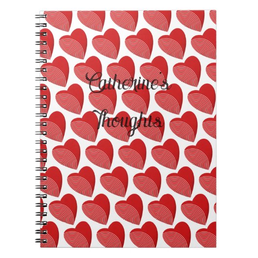 Carnet Un coeur rouge rayé (Devant)