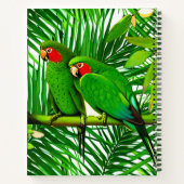 Carnet Un couple de perroquets verts dans un cadre de jun (Dos)