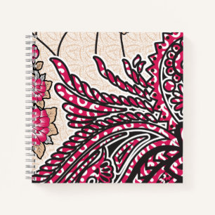 Carnet Un design cachemire décoratif avec rouge vif et ép