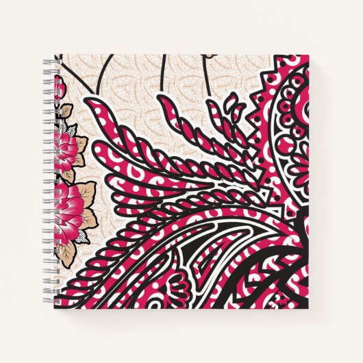 Carnet Un design cachemire décoratif avec rouge vif et ép (Devant)