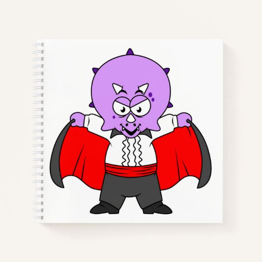 Carnet Un Dinosaure De Ceratops Habillé Comme Comte Dracu (Devant)