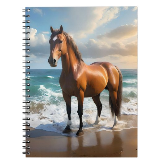 Carnet Un Étonnant Cheval Brown Sur La Plage, (Devant)