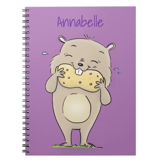 Carnet Un joli hamster souriant avec un dessin animé d'ar (Devant)