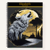Carnet Un loup majestueux hurle au clair de lune (Devant)