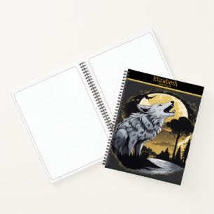 Carnet Un loup majestueux hurle au clair de lune