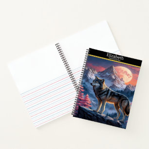 Carnet Un loup majestueux hurle au clair de lune