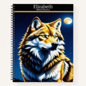 Carnet Un loup majestueux hurle au clair de lune (Devant)