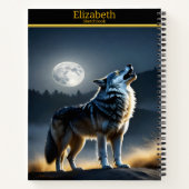 Carnet Un loup majestueux hurle au clair de lune lumineux (Dos)