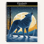 Carnet Un loup majestueux hurle sous le clair de lune (Devant)