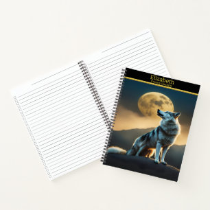 Carnet Un loup majestueux serpente la pleine lune la nuit