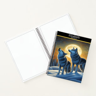 Carnet Un loup serein hurle au clair de lune lumineux