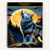 Carnet Un loup serpente la lune dans la nuit tranquille (Devant)