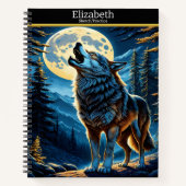 Carnet Un loup serpente la lune sous un ciel étoilé (Devant)