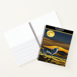 Carnet Un loup serpente la lune une nuit tranquille