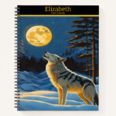 Carnet Un loup serpente la nuit lune sur papier (Devant)