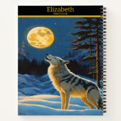 Carnet Un loup serpente la nuit lune sur papier (Dos)