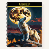 Carnet Un loup solitaire hurle à la pleine lune radieuse  (Devant)