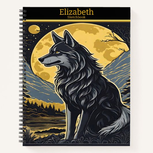 Carnet Un loup solitaire hurle sous le clair de lune (Devant)