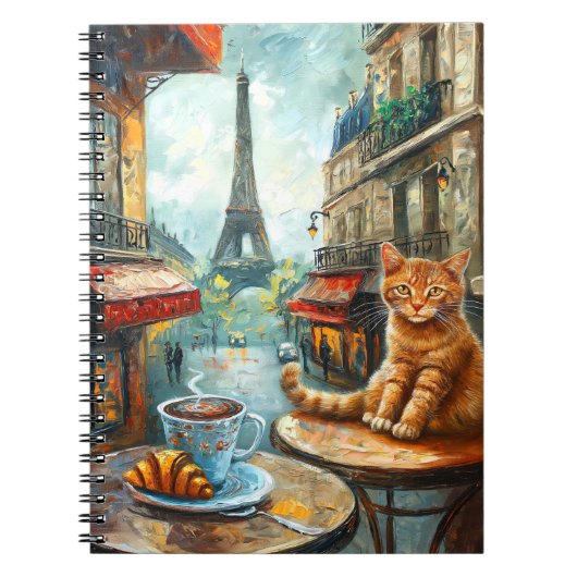 Carnet Un matin à Paris | Chat au gingembre dans un café (Devant)