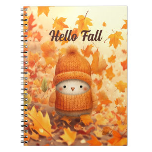 Carnet Un mignon oiseau d'automne habillé pour l'automne