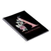 Carnet Un Monogramme Floral Nom Lettres Agate rose (Côté Droit)