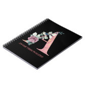 Carnet Un Monogramme Floral Nom Lettres Agate rose (Côté gauche)