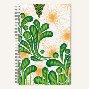 Carnet Un motif artistique vert et or représentant un arb