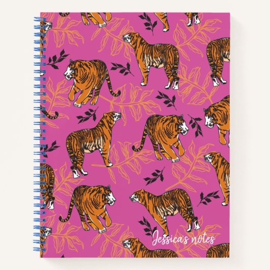 Carnet Un Motif de tigre bizarre sur le rose vif (Devant)