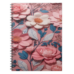 Carnet Un motif floral avec un arrière - plan rose