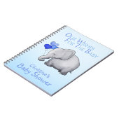Carnet Un petit Baby shower bleu éléphant souhaite le béb (Côté gauche)
