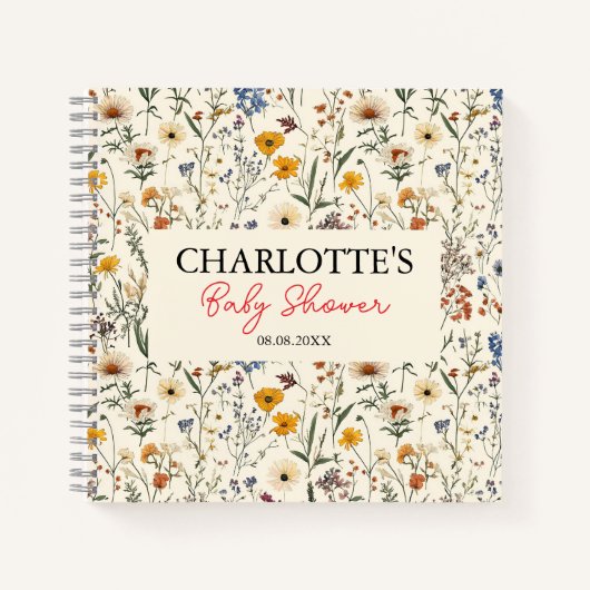 Carnet Un petit Baby shower de fille Fleur sauvage (Devant)