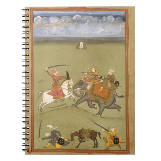 Carnet Un prince Fighting ses ennemis sur un éléphant, (Devant)