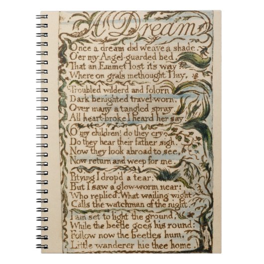 Carnet Un rêve, illustration des 'chansons de l'innocence (Devant)