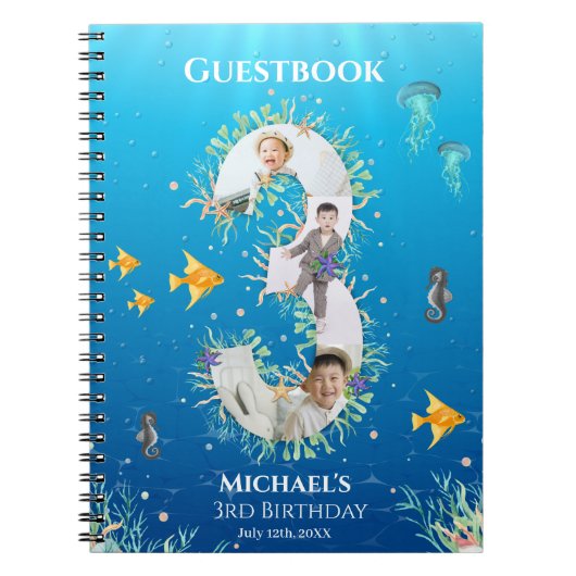 Carnet Under the Sea Photo Big 3rd Birthday Guest Book (Devant)