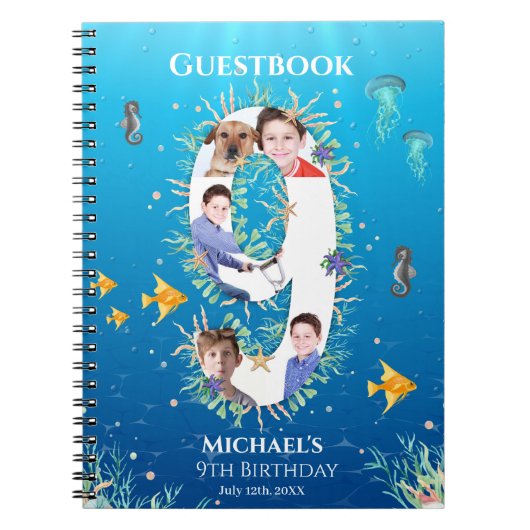 Carnet Under the Sea Photo Big 9th Birthday Guest Book (Devant)