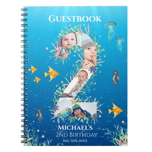 Carnet Under the Sea Photo Collage Big 2nd Birthday (Devant)
