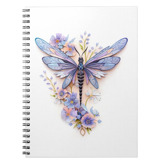 Carnet Une belle libellule aux fleurs douces (Devant)