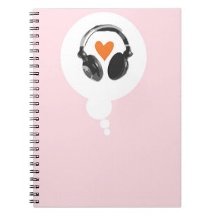 Carnet Une bulle de pensée avec un coeur et des écouteu