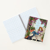 Carnet Une femme avec café, chat et Plante (Intérieur)