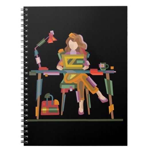 CARNET UNE FILLE TRAVAILLANT SINCÈREMENT DANS UN ORDINATE (Devant)