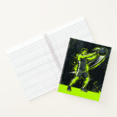 Carnet Une illustration linéaire vert néon dynamique d'un (Intérieur)