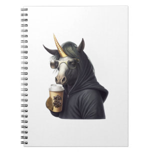Carnet Une licorne avec un sweat - shirt à capuche boit u