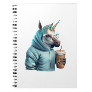 Carnet Une licorne avec un sweat - shirt à capuche boit u