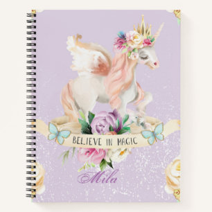 Carnet Une mignonne licorne avec ton nom